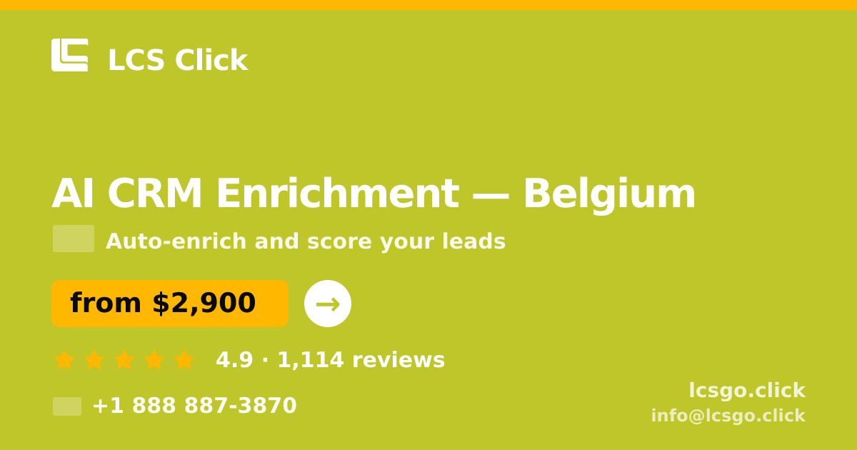 AI CRM Enrichment in Ghent — from $3,200/mo, rated 5/5 by 3378 clients. LCS Click.