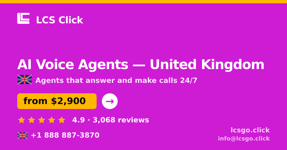AI Voice Agents in Edinburgh — from $2,900/mo, rated 4.8/5 by 3311 clients. LCS Click.