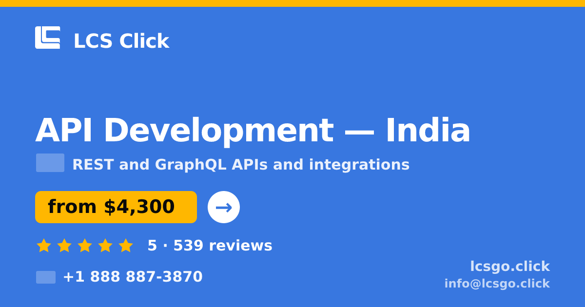 API Development in India — from $4,300, rated 5/5 by 539 clients. LCS Click.