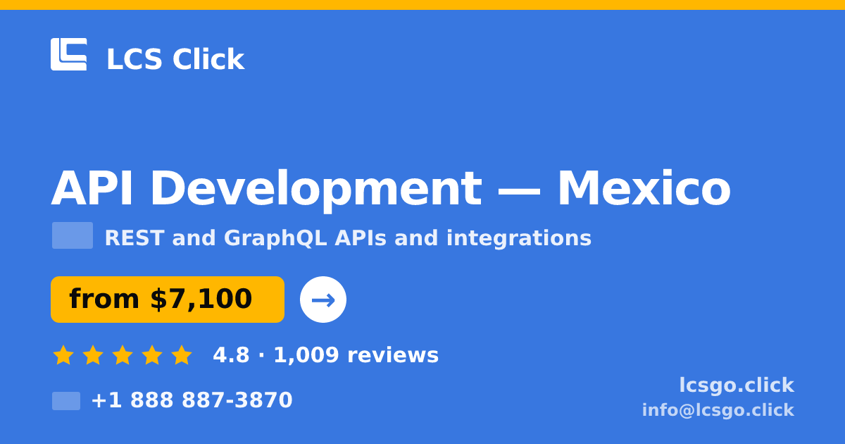 API Development in Monterrey — from $5,100, rated 4.6/5 by 2231 clients. LCS Click.