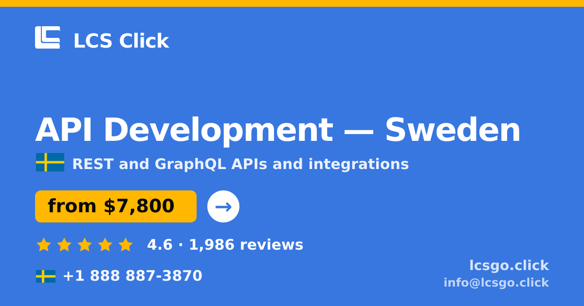 API Development in Sweden — from $7,800, rated 4.6/5 by 1986 clients. LCS Click.