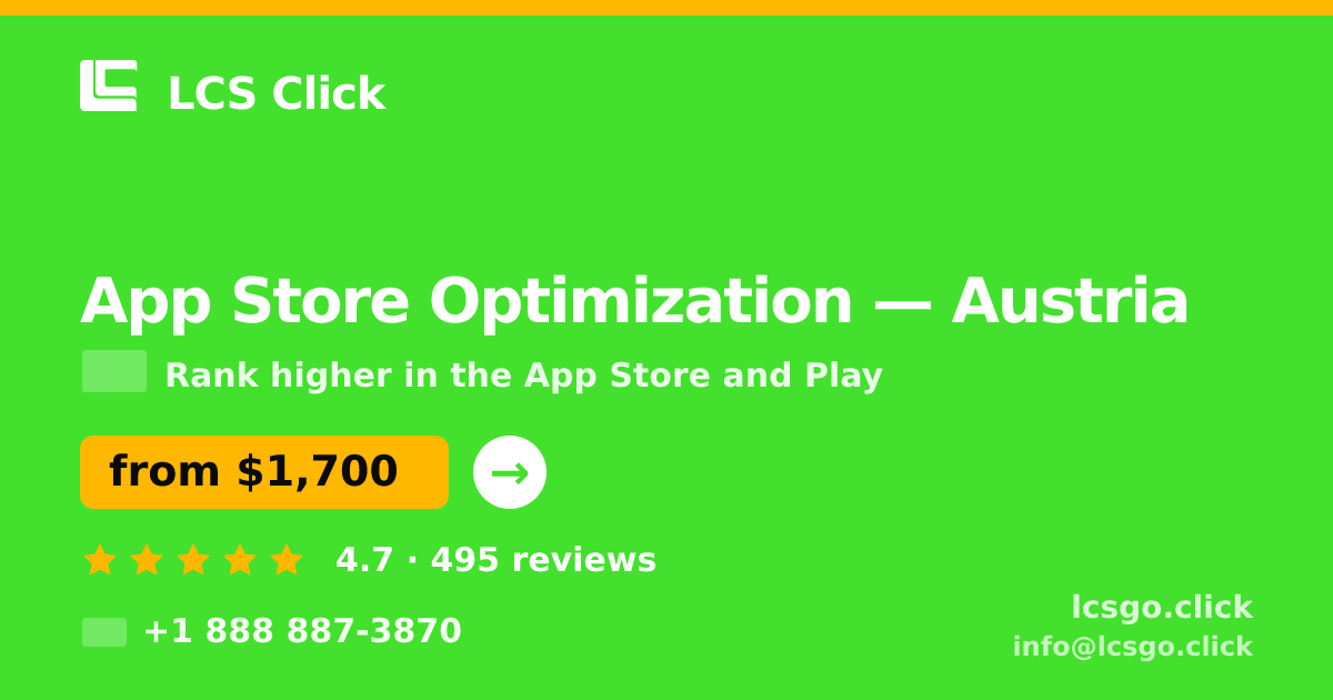 App Store Optimization in Austria — from $1,700/mo, rated 4.7/5 by 495 clients. LCS Click.