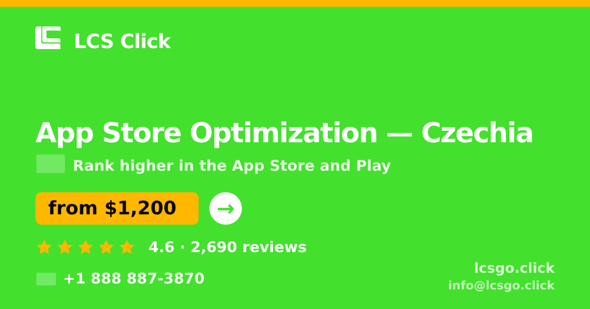 App Store Optimization in Czechia — from $1,200/mo, rated 4.6/5 by 2690 clients. LCS Click.