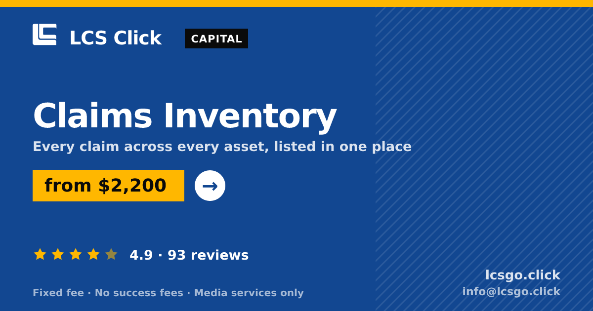 Claims Inventory — from $2,200, rated 4.9/5 across 93 reviews. LCS Click.