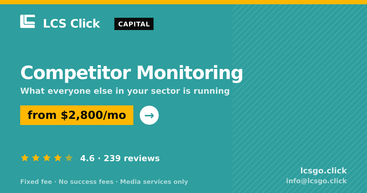 Competitor Monitoring — from $2,800/mo, rated 4.6/5 across 239 reviews. LCS Click.