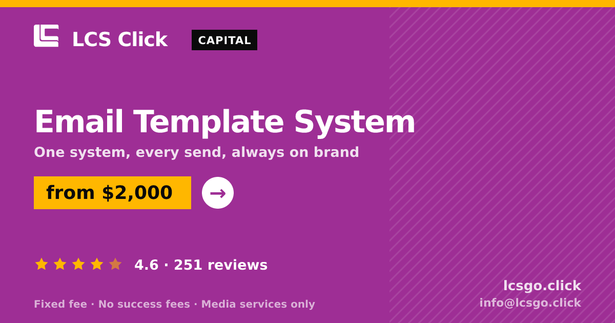 Email Template System — from $2,000, rated 4.6/5 across 251 reviews. LCS Click.