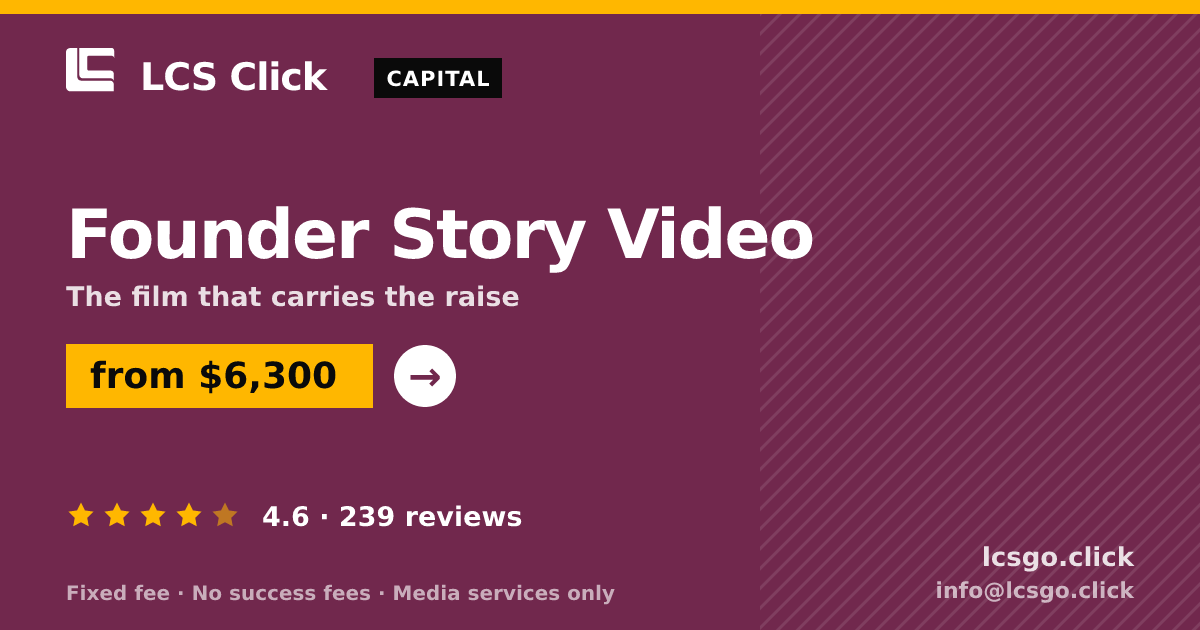 Founder Story Video — from $6,300, rated 4.6/5 across 239 reviews. LCS Click.