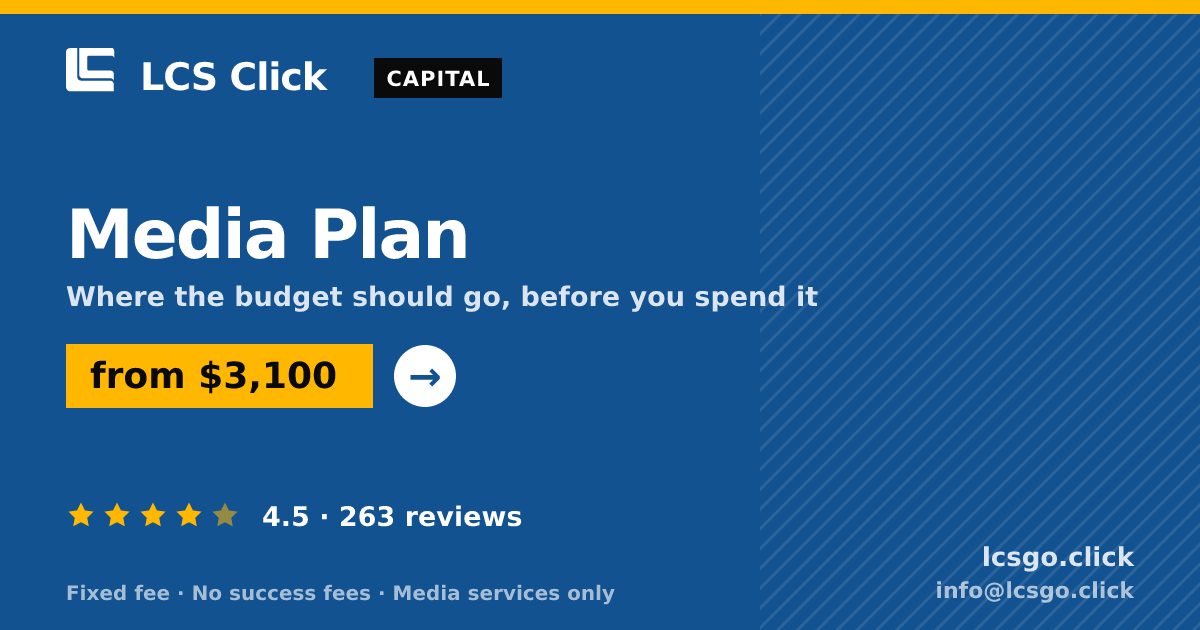 Media Plan — from $3,100, rated 4.5/5 across 263 reviews. LCS Click.