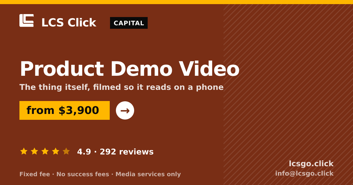 Product Demo Video — from $3,900, rated 4.9/5 across 292 reviews. LCS Click.