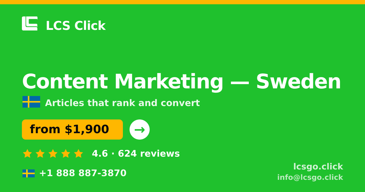 Content Marketing in Gothenburg — from $2,200/mo, rated 4.5/5 by 720 clients. LCS Click.