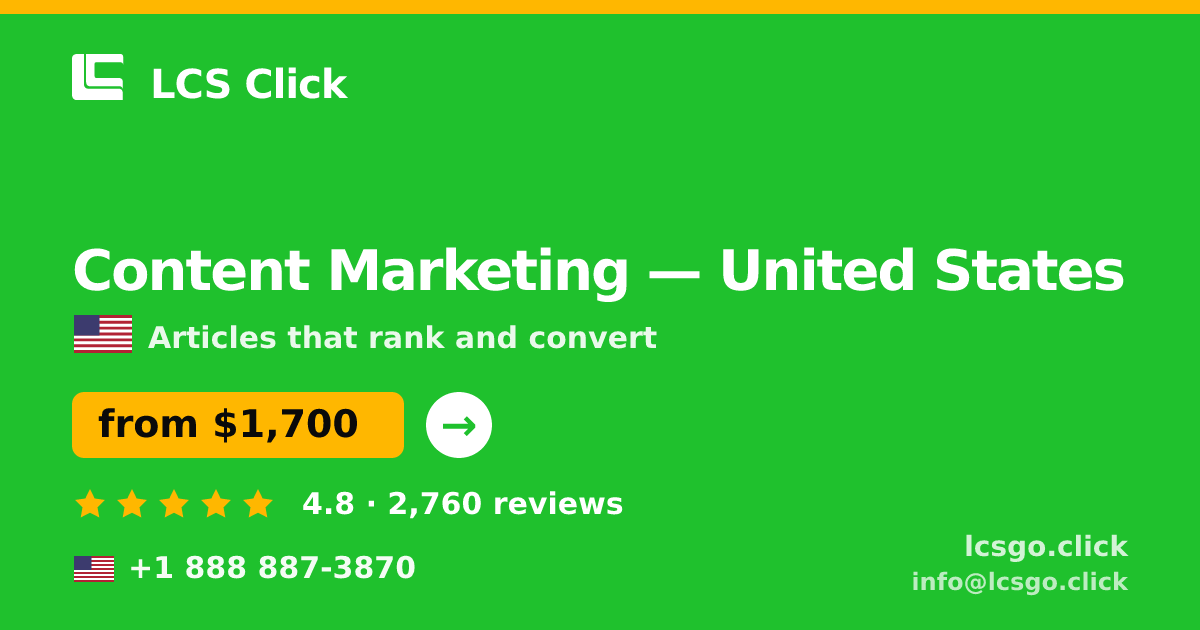 Content Marketing in Chicago — from $1,800/mo, rated 4.7/5 by 2614 clients. LCS Click.