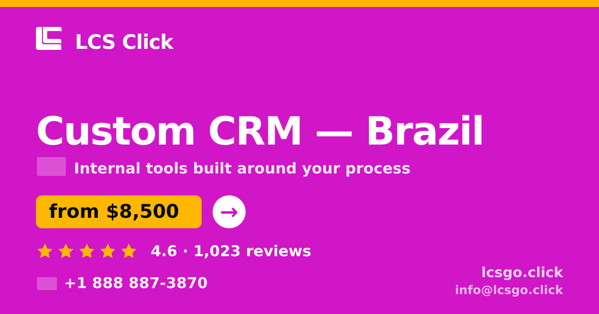 Custom CRM in Brazil — from $8,500, rated 4.6/5 by 1023 clients. LCS Click.