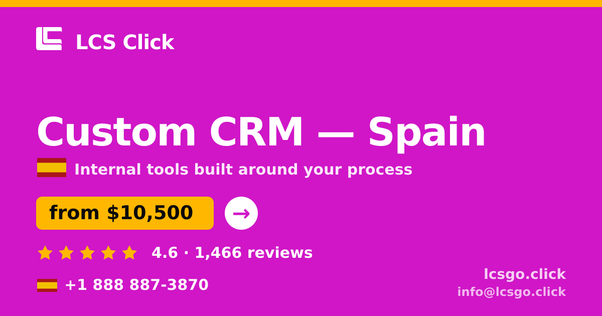 Custom CRM in Spain — from $10,500, rated 4.6/5 by 1466 clients. LCS Click.