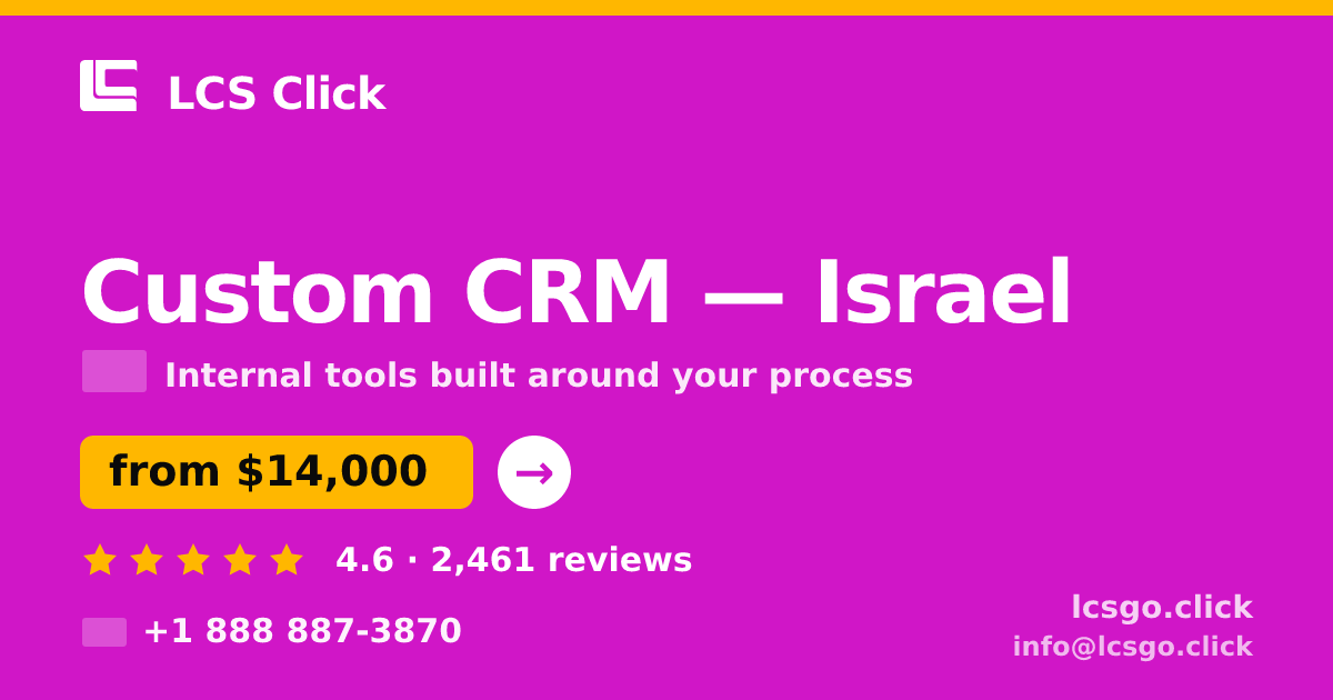 Custom CRM in Israel — from $14,000, rated 4.6/5 by 2461 clients. LCS Click.