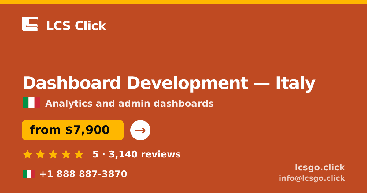 Dashboard Development in Italy — from $7,900, rated 5/5 by 3140 clients. LCS Click.