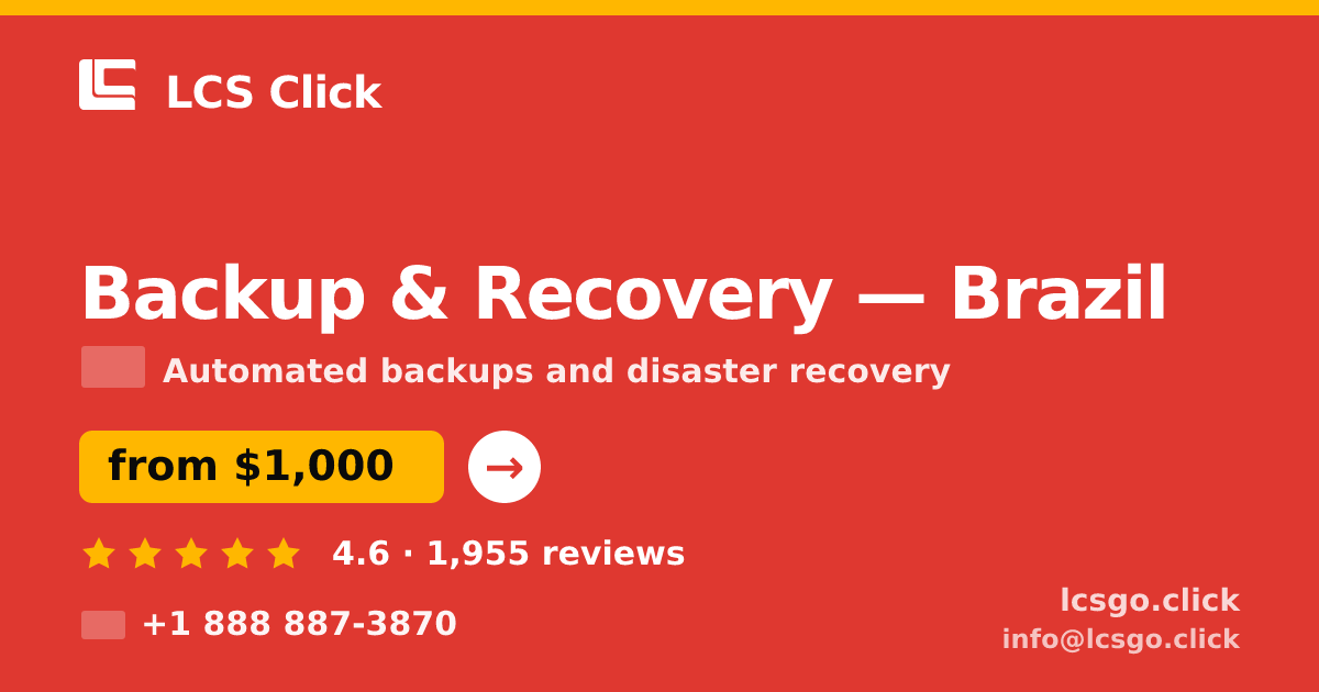 Backup & Recovery in Brazil — from $1,000/mo, rated 4.6/5 by 1955 clients. LCS Click.