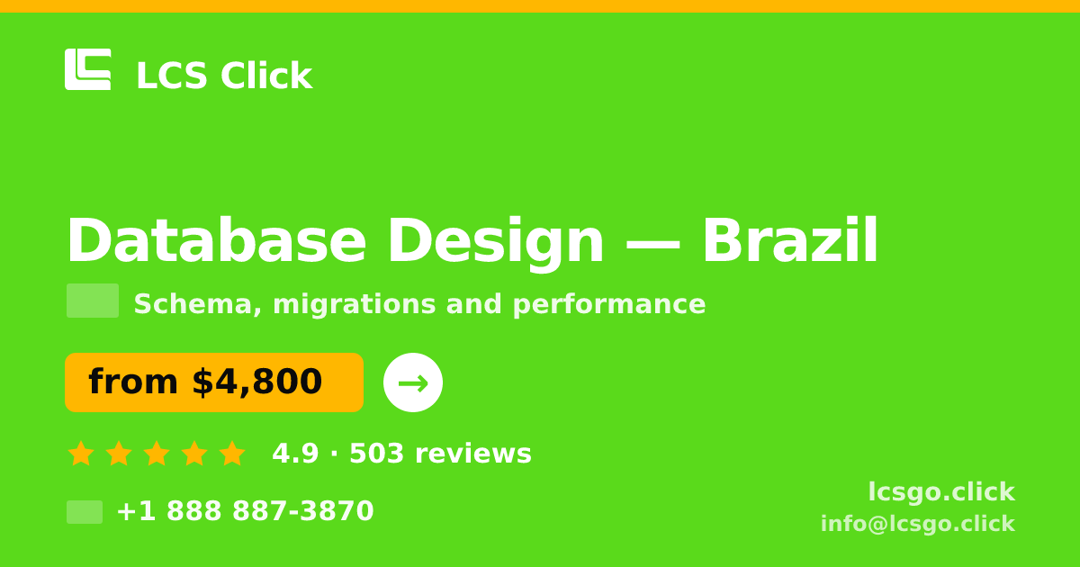 Database Design in Rio de Janeiro — from $3,400, rated 4.9/5 by 1720 clients. LCS Click.
