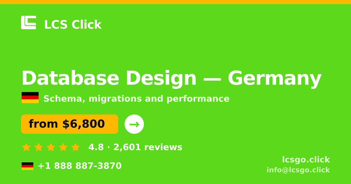 Database Design in Frankfurt — from $8,100, rated 4.9/5 by 2337 clients. LCS Click.