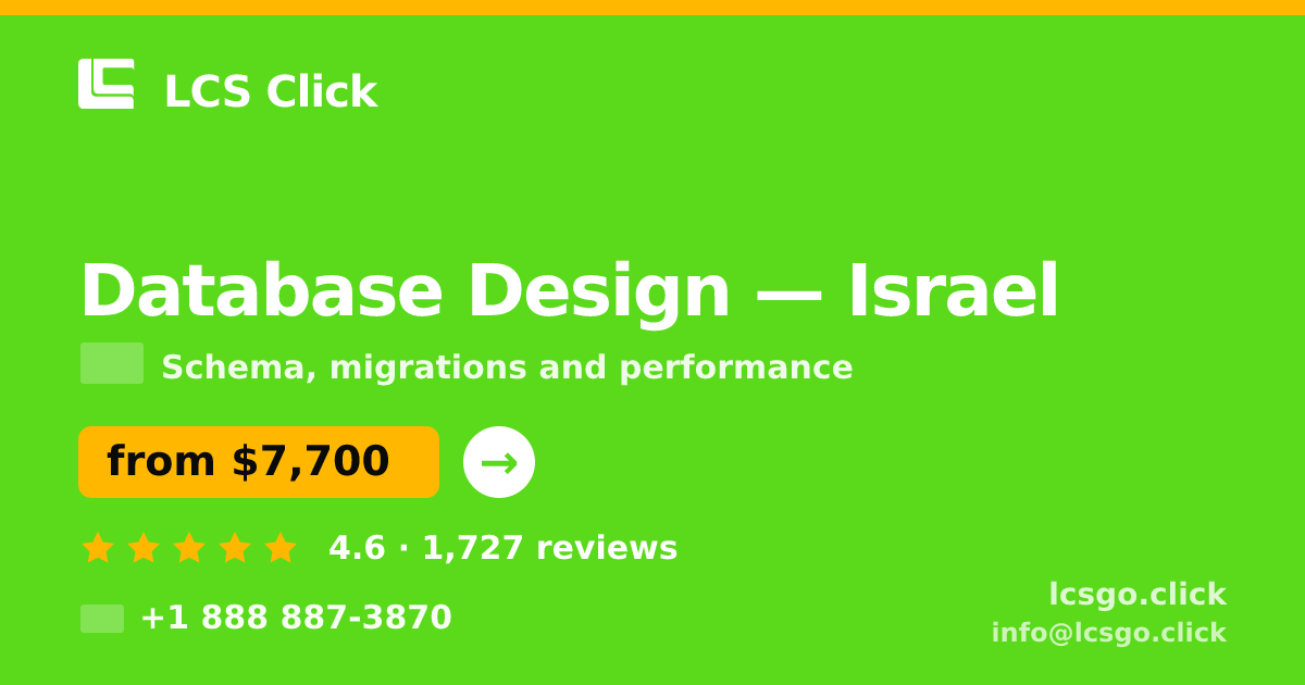 Database Design in Israel — from $7,700, rated 4.6/5 by 1727 clients. LCS Click.
