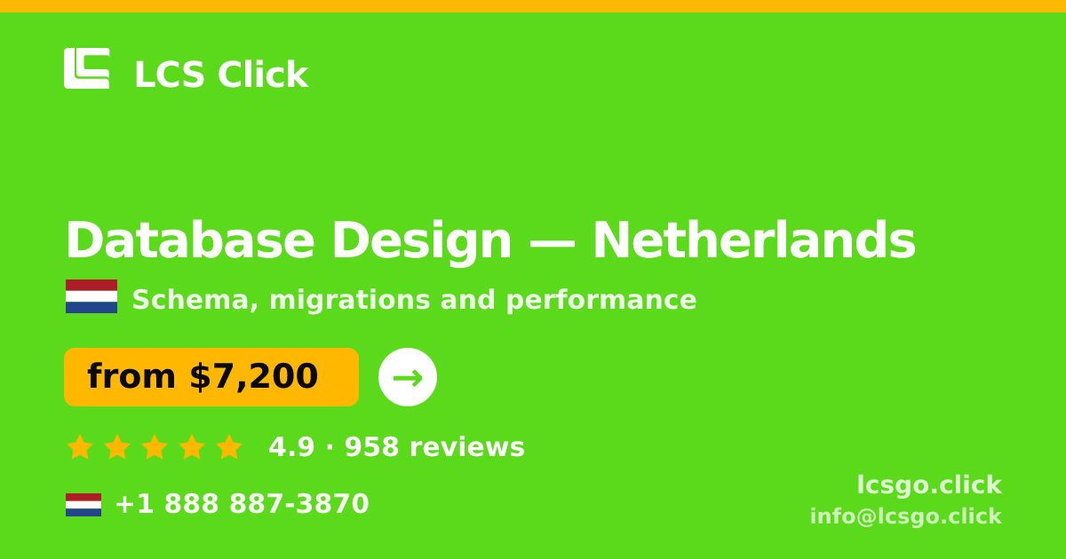 Database Design in The Hague — from $8,200, rated 4.6/5 by 2003 clients. LCS Click.