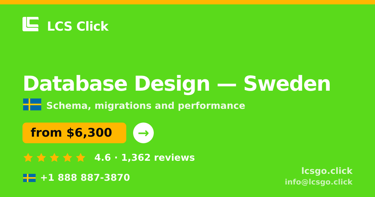 Database Design in Malmö — from $6,500, rated 4.8/5 by 637 clients. LCS Click.