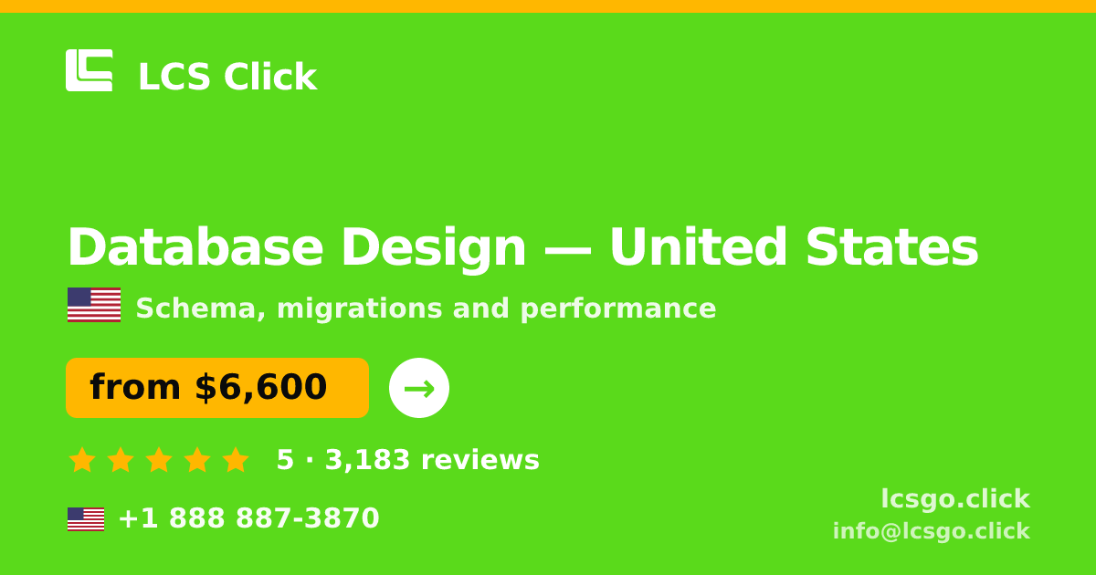 Database Design in United States — from $6,600, rated 5/5 by 3183 clients. LCS Click.