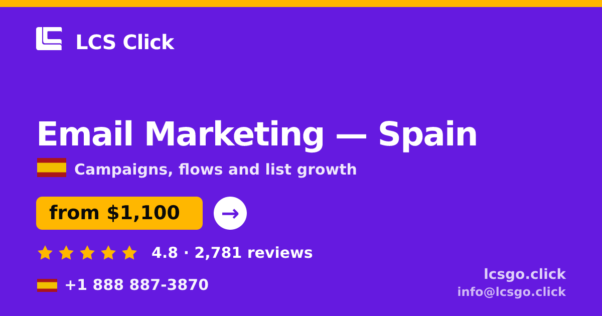 Email Marketing in Spain — from $1,100/mo, rated 4.8/5 by 2781 clients. LCS Click.
