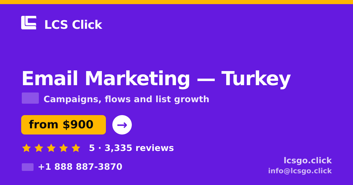 Email Marketing in Turkey — from $900/mo, rated 5/5 by 3335 clients. LCS Click.