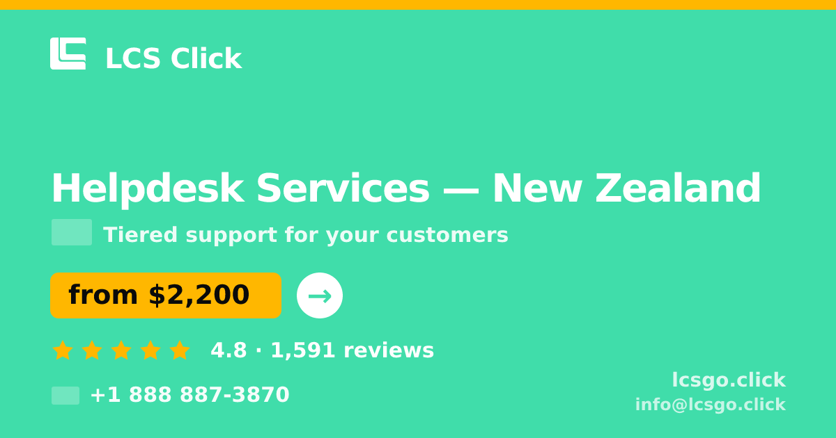 Helpdesk Services in New Zealand — from $2,200/mo, rated 4.8/5 by 1591 clients. LCS Click.