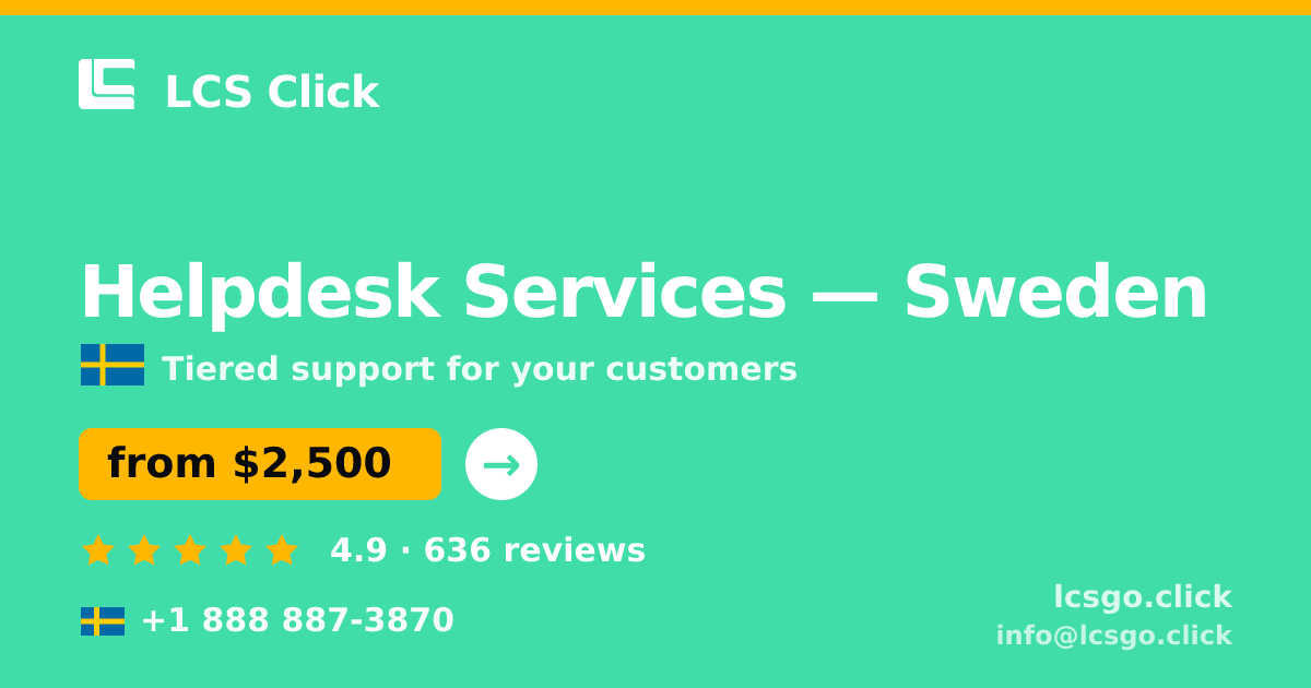 Helpdesk Services in Malmö — from $2,600/mo, rated 4.9/5 by 2955 clients. LCS Click.
