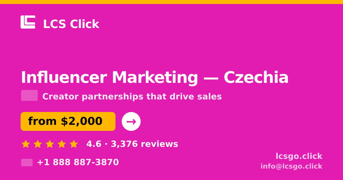 Influencer Marketing in Czechia — from $2,000/mo, rated 4.6/5 by 3376 clients. LCS Click.