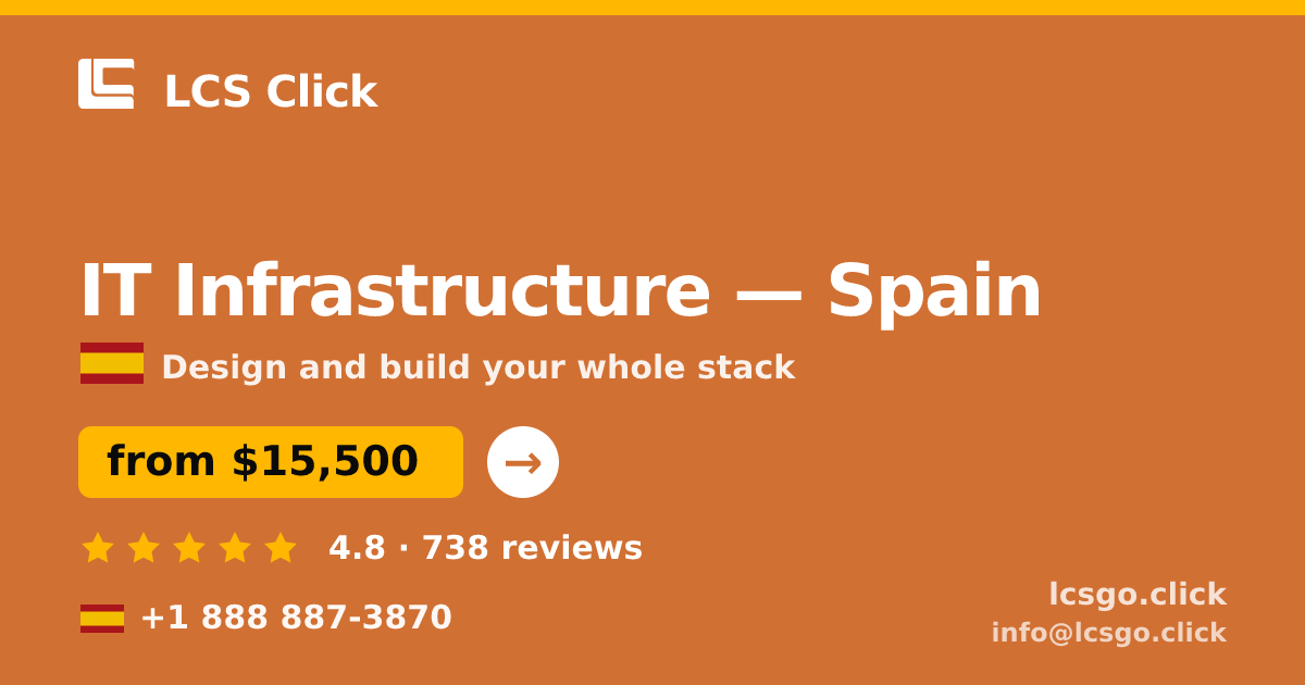 IT Infrastructure in Spain — from $15,500, rated 4.8/5 by 738 clients. LCS Click.