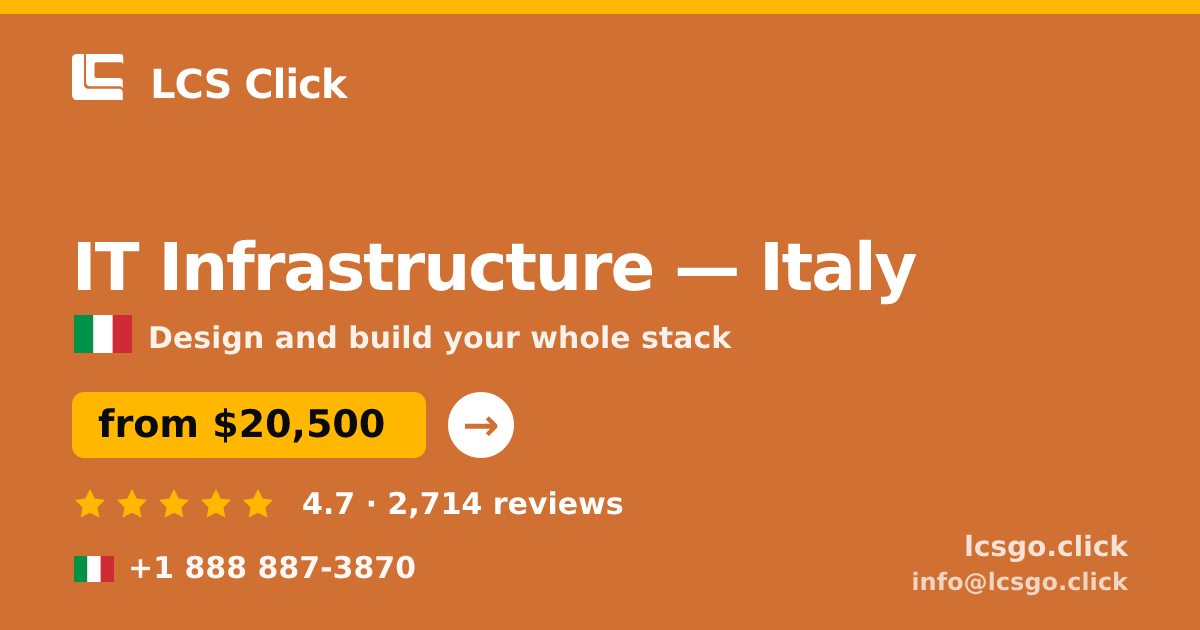IT Infrastructure in Italy — from $20,500, rated 4.7/5 by 2714 clients. LCS Click.
