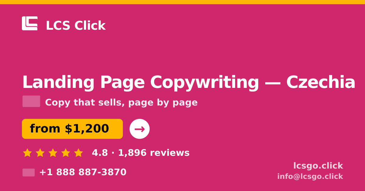 Landing Page Copywriting in Czechia — from $1,200, rated 4.8/5 by 1896 clients. LCS Click.