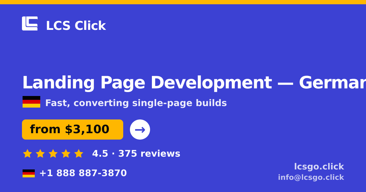 Landing Page Development in Berlin — from $3,700, rated 5/5 by 2093 clients. LCS Click.