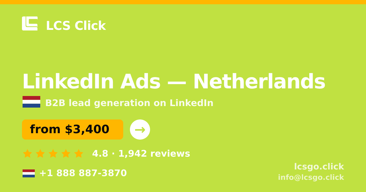 LinkedIn Ads in Rotterdam — from $3,300/mo, rated 4.5/5 by 1299 clients. LCS Click.