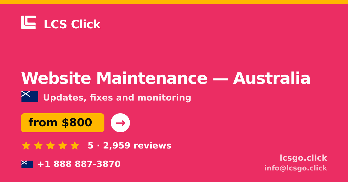 Website Maintenance in Perth — from $900/mo, rated 4.6/5 by 1065 clients. LCS Click.