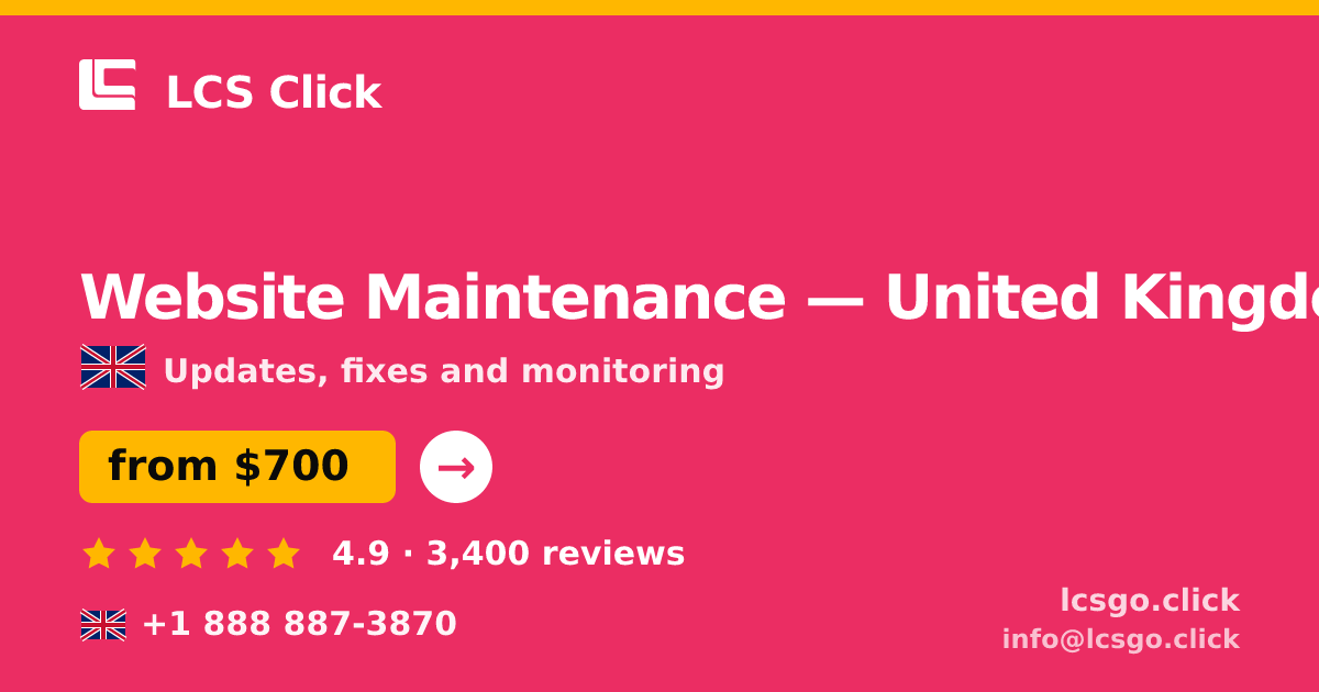 Website Maintenance in Edinburgh — from $900/mo, rated 4.5/5 by 838 clients. LCS Click.