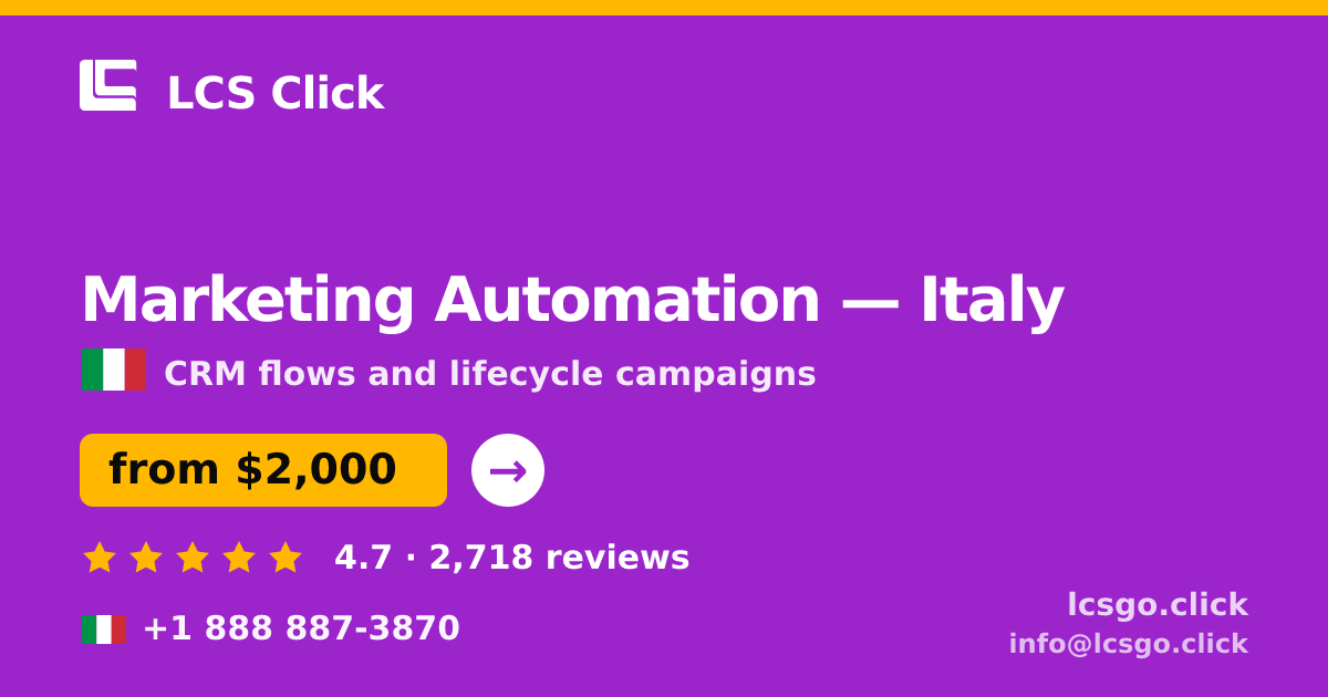 Marketing Automation in Milan — from $2,000/mo, rated 4.6/5 by 837 clients. LCS Click.