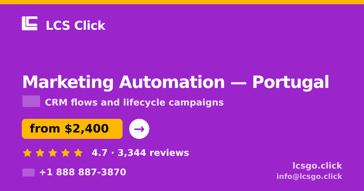 Marketing Automation in Portugal — from $2,400/mo, rated 4.7/5 by 3344 clients. LCS Click.