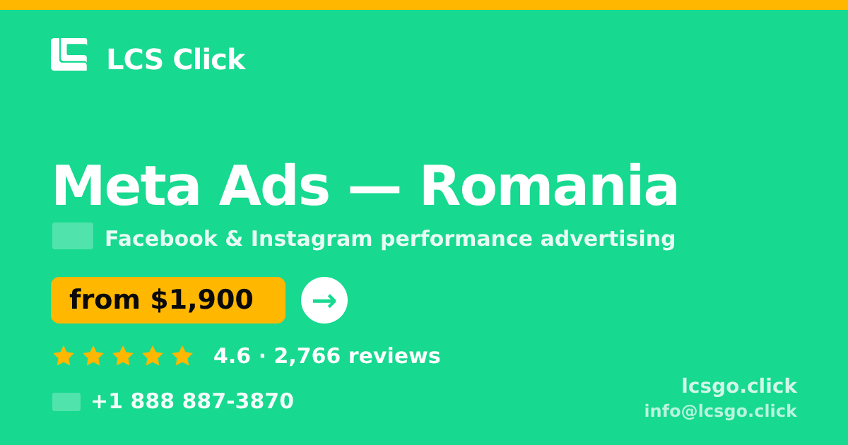 Meta Ads in Romania — from $1,900/mo, rated 4.6/5 by 2766 clients. LCS Click.
