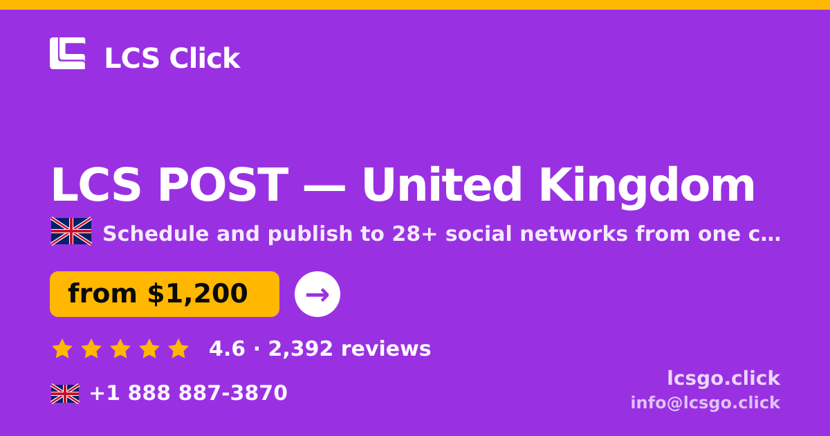 LCS POST in Leeds — from $1,100/mo, rated 5/5 by 1912 clients. LCS Click.