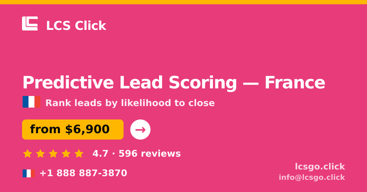 Predictive Lead Scoring in France — from $6,900, rated 4.7/5 by 596 clients. LCS Click.