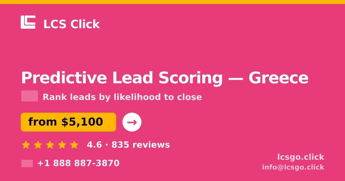 Predictive Lead Scoring in Greece — from $5,100, rated 4.6/5 by 835 clients. LCS Click.