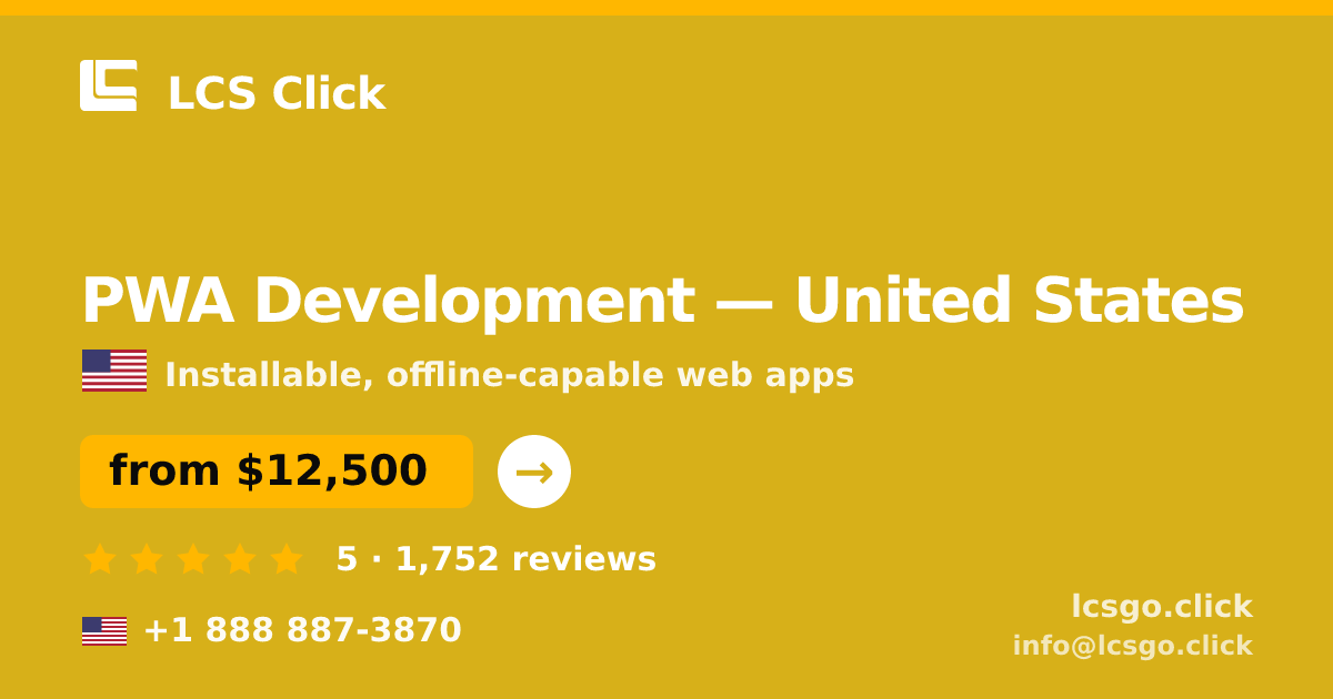 PWA Development in Miami — from $13,500, rated 4.9/5 by 1736 clients. LCS Click.