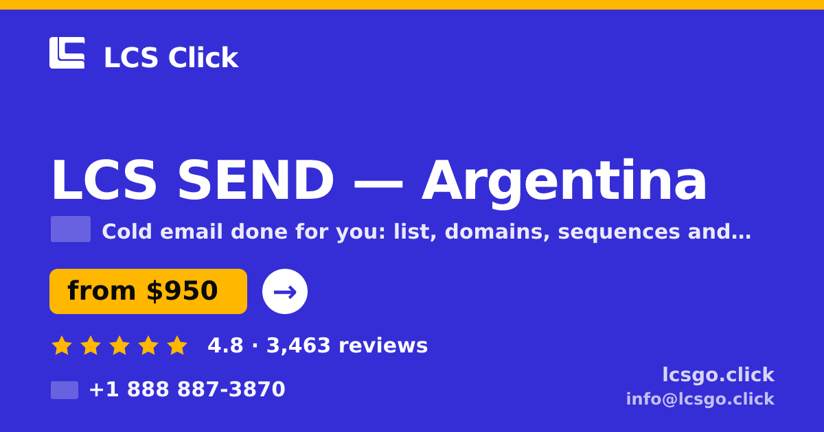 LCS SEND in Argentina — from $950/mo, rated 4.8/5 by 3463 clients. LCS Click.