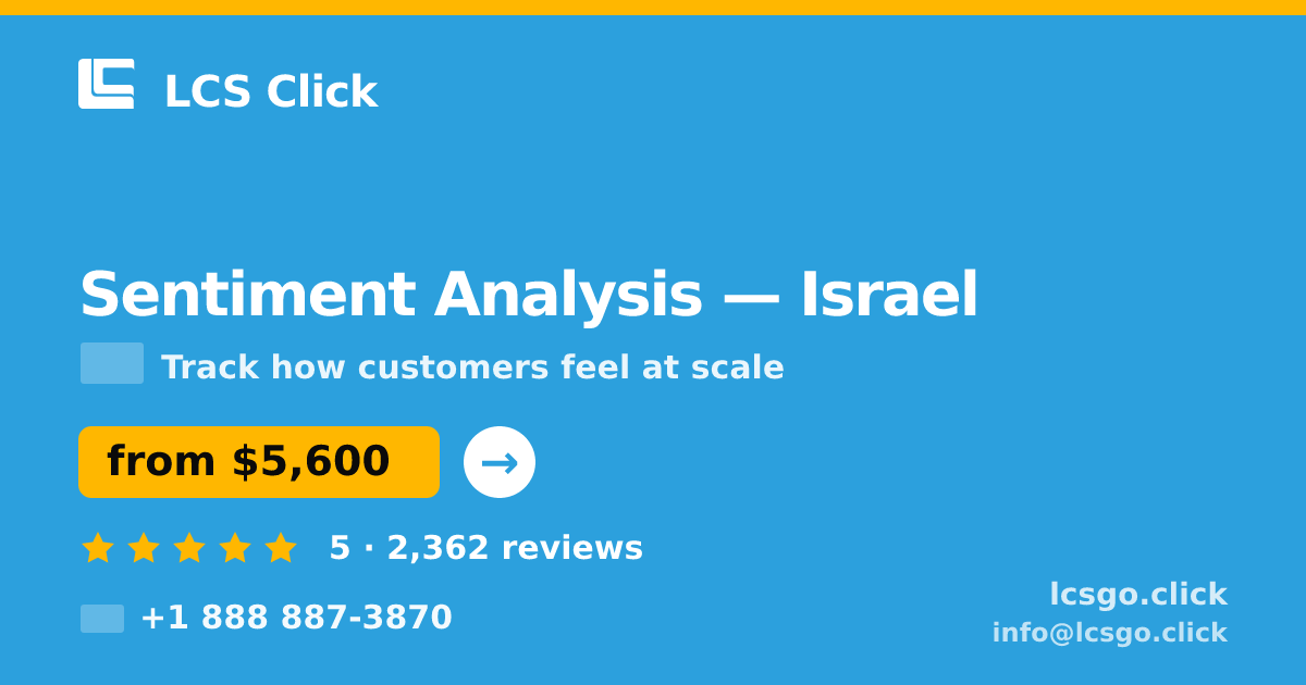 Sentiment Analysis in Israel — from $5,600, rated 5/5 by 2362 clients. LCS Click.
