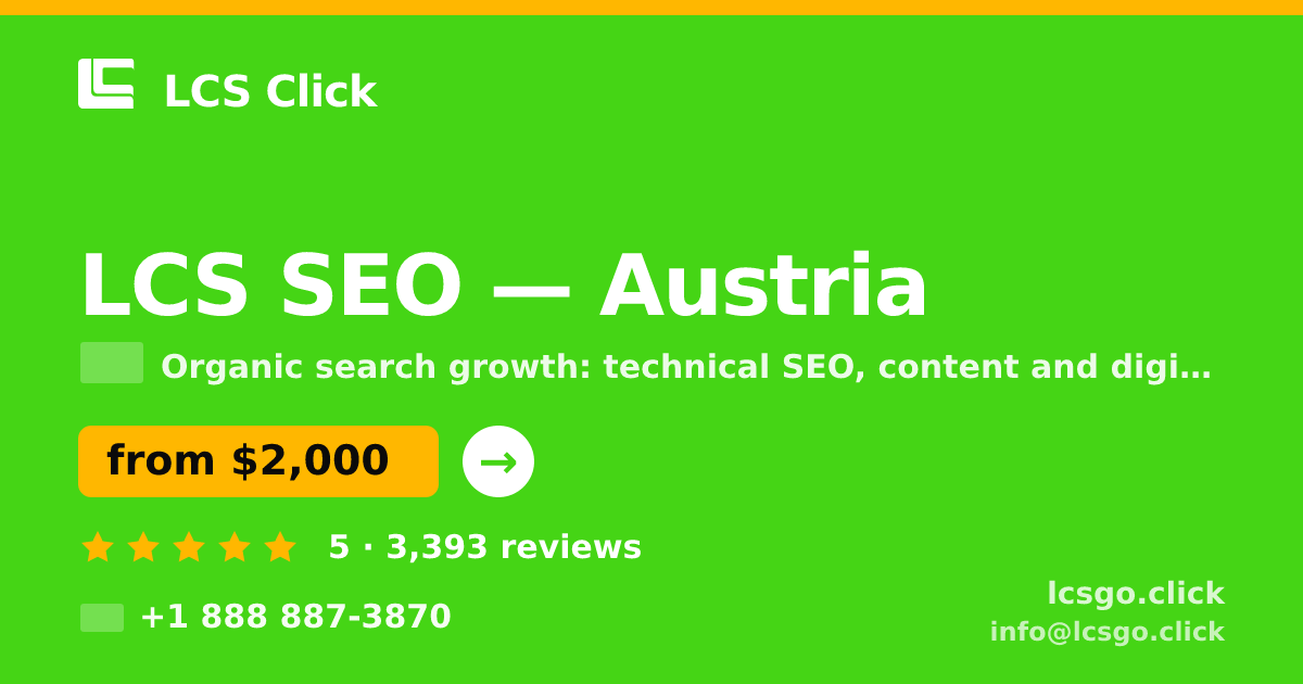 LCS SEO in Austria — from $2,000/mo, rated 5/5 by 3393 clients. LCS Click.