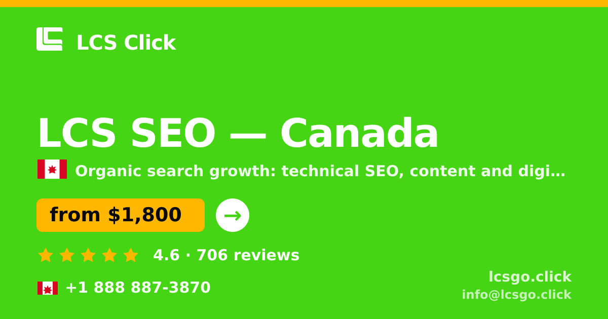 LCS SEO in Canada — from $1,800/mo, rated 4.6/5 by 706 clients. LCS Click.