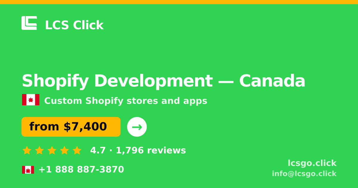 Shopify Development in Montreal — from $5,300, rated 4.6/5 by 3088 clients. LCS Click.